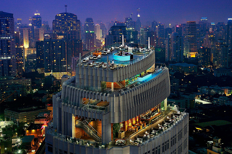 방콕 럭셔리 호텔 바 - 옥타브 루프탑 라운지 & 바
