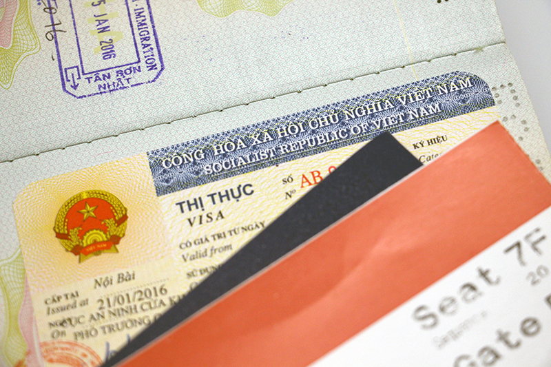 여권에 부착된 베트남 비자